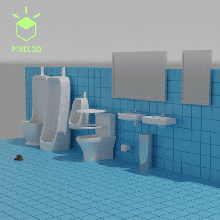 banheiro diorama pacote 5m 1 arquitetura miniatura die cast garagem 3d print model - Mito3D