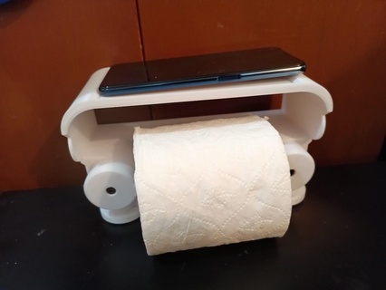 toilet paper holder phone shelf spring loaded stand grip bathroom decor great 3d print model - Mito3D