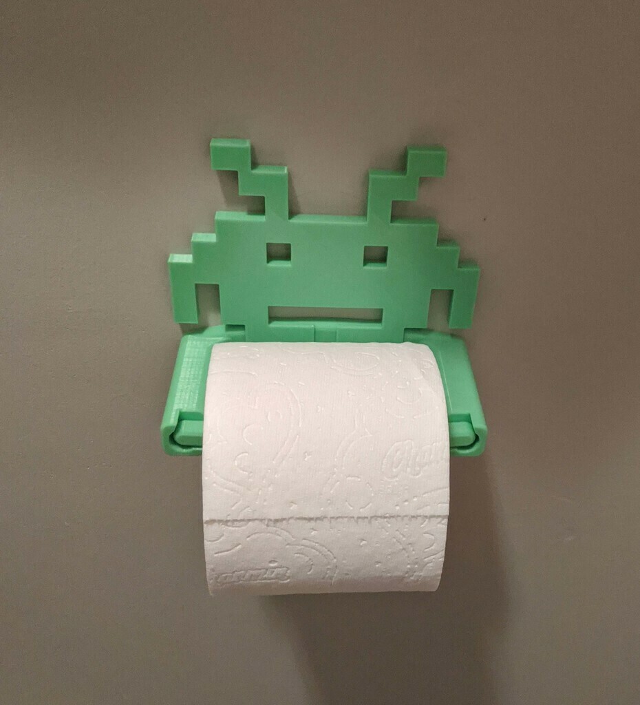 toilet paper holder remix - space invaders bathroom home house 3D print model - Mito3D