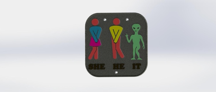 toilet sign poster bathrooms cleanliness services ornament door house alien ufo 3d print model - Mito3D