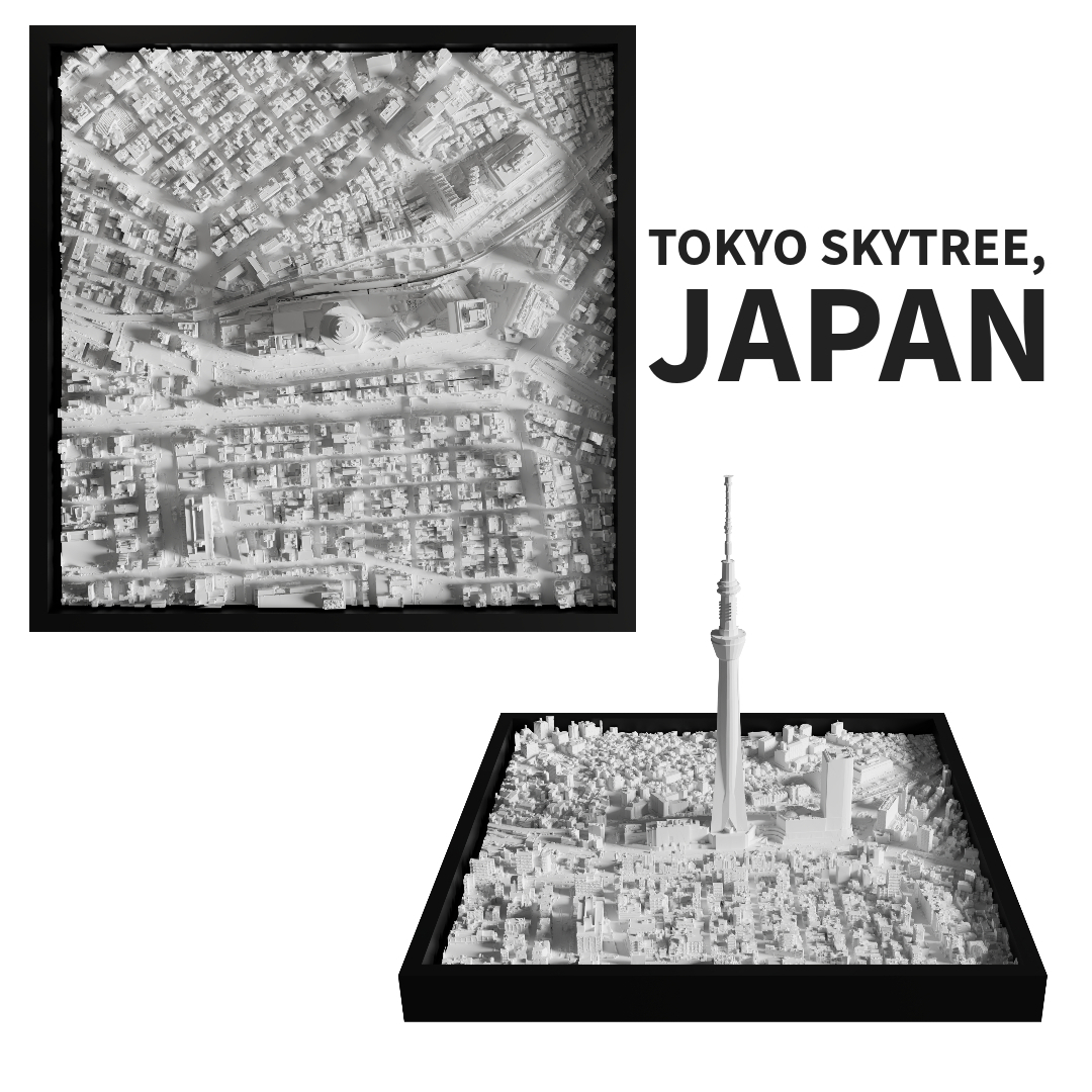 tokyo skytree japan city miniature art 3d model cityscape map decor home 3D print model - Mito3D