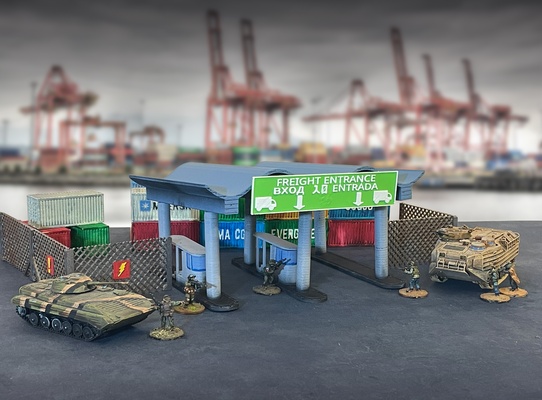 toll station - container port wargame terrain fence modernwarfare tabletop hammerwar spectre manifest 3d print model - Mito3D