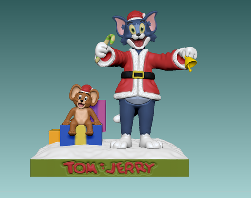 jerry as père noël claus art grignoter dessin animé chat souris pointe jaq gus cendrillon fromage clause neige homme drôle mèmes meme 3d print model - Mito3D