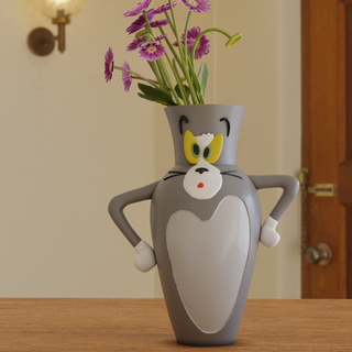 tom alemán florero flor maceta plantador gato ratón gatito dibujos animados lindo 3dprint estatua figura figurilla forma warner hermanos regalo juguete 3d print model - Mito3D