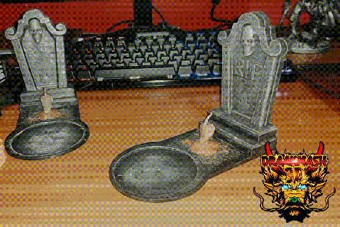 Grab Untersetzer Halloween gruselig ernst Zombie Stein tot Friedhof Brille Tassen 3d print model - Mito3D