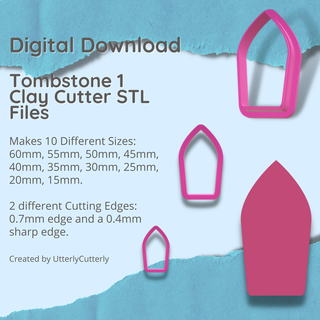 tombstone 1 clay cutter - jewelry earring stl digital file download- 10 sizes 2 versions polymer geometric embossed hexagon utterlycutterly utterly cutterly cookie fondant organic shape indie fashion 3d print model - Mito3D