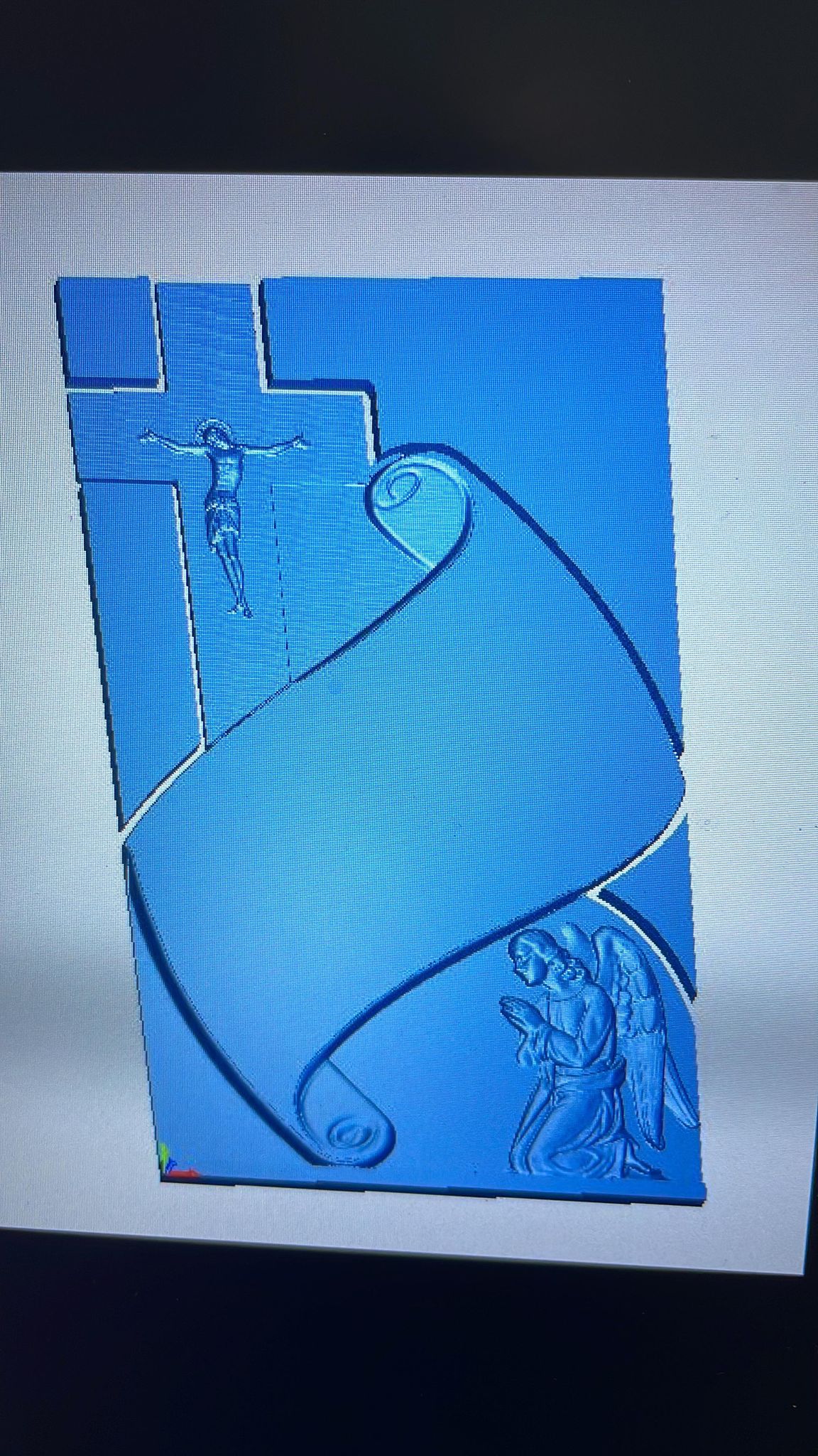 lapide 3d stl incrocio cncstl religione angelo papiro 3D print model - Mito3D