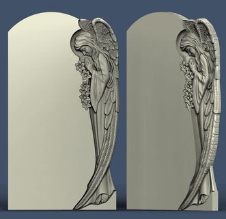 lápida sepulcral 3d stl cruce cncstl religión ángel 3d print model - Mito3D