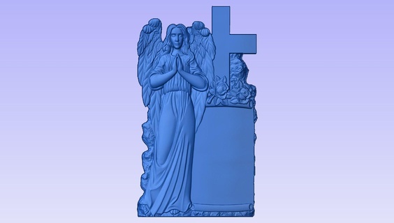 pierre tombale 3d stl traversée ange cncstl religion 3d print model - Mito3D