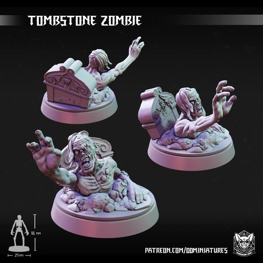 tombstone zombie game zombies dungeonsanddragon dnd miniature minis dungeondog undead dead creature evil dungeondogminiatures tabletop 3D print model - Mito3D