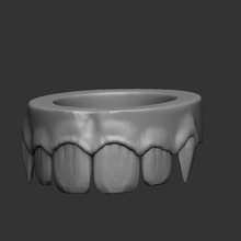 diente anillo dientes joyería cráneo dentadura mordedura colmillos 3d print model - Mito3D