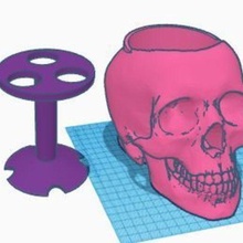 toothbrush holder skull x3 support 3d print model - Mito3D