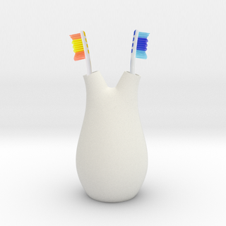 toothbrush holder two brush teeth glass vase bath bathroom couple 3d print model - Mito3D