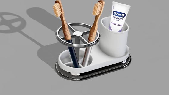 pasta dentes escova suporte dental dente banheiro boca saúde 3d print model - Mito3D