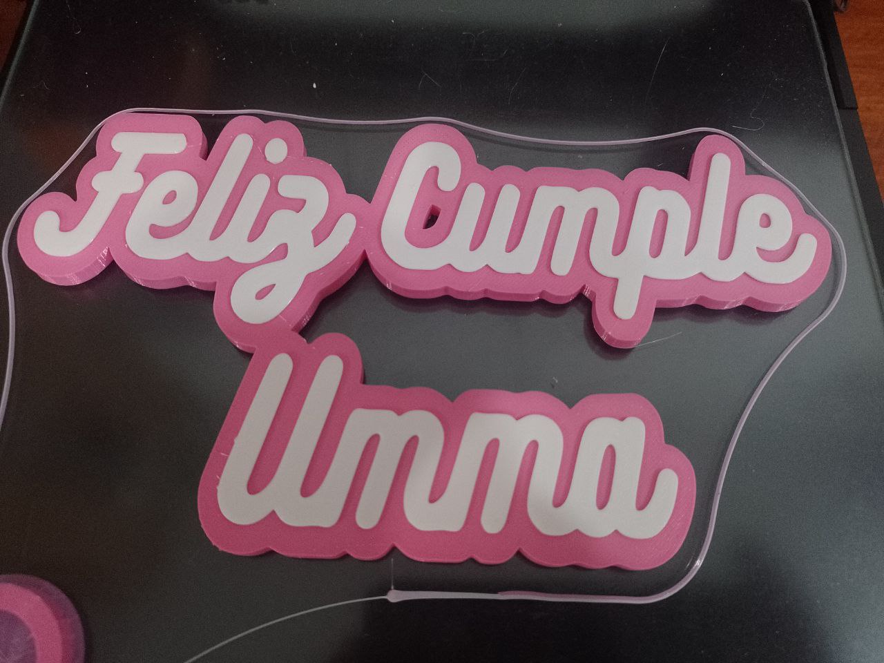 toper de torta nombre feliz trifft umma cumpleaños stl design 3D print model - Mito3D