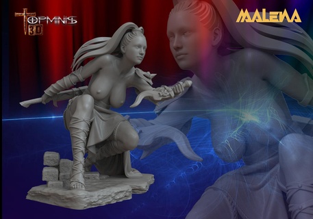 topless warriors v-5 war hammer warrior tabletop rpg orc ogre trolldwarf giant demon games characters minis 3d print model - Mito3D