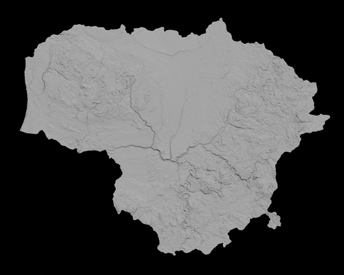 topographic map of lithuania 3d terrain architecture topography topographical relief elevation height landscape terrrain country 3d print model - Mito3D