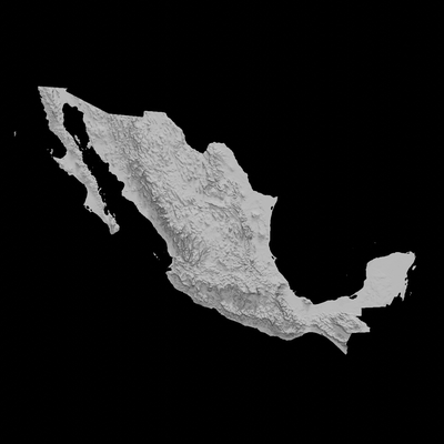 topográfico mapa of mexico 3d terreno arquitectura topografía topografico alivio elevación altura paisaje terrrain país 3d print model - Mito3D