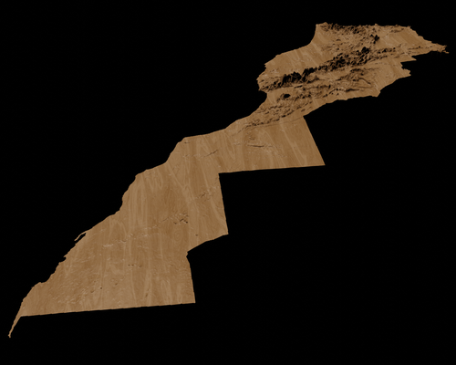topográfico mapa of marruecos 3d terreno arquitectura topografía topografico alivio elevación altura paisaje terrrain país 3d print model - Mito3D