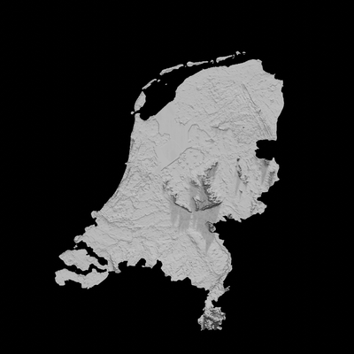 topographic map of netherlands 3d terrain architecture topography topographical relief elevation height landscape terrrain country 3d print model - Mito3D