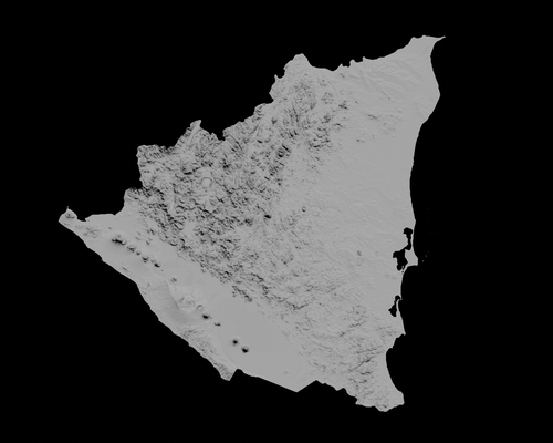 topográfico mapa of nicarágua 3d terreno arquitetura topografia alívio elevação altura panorama terrrain país 3d print model - Mito3D
