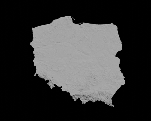 topographic map of poland 3d terrain architecture topography topographical relief elevation height landscape terrrain country 3d print model - Mito3D