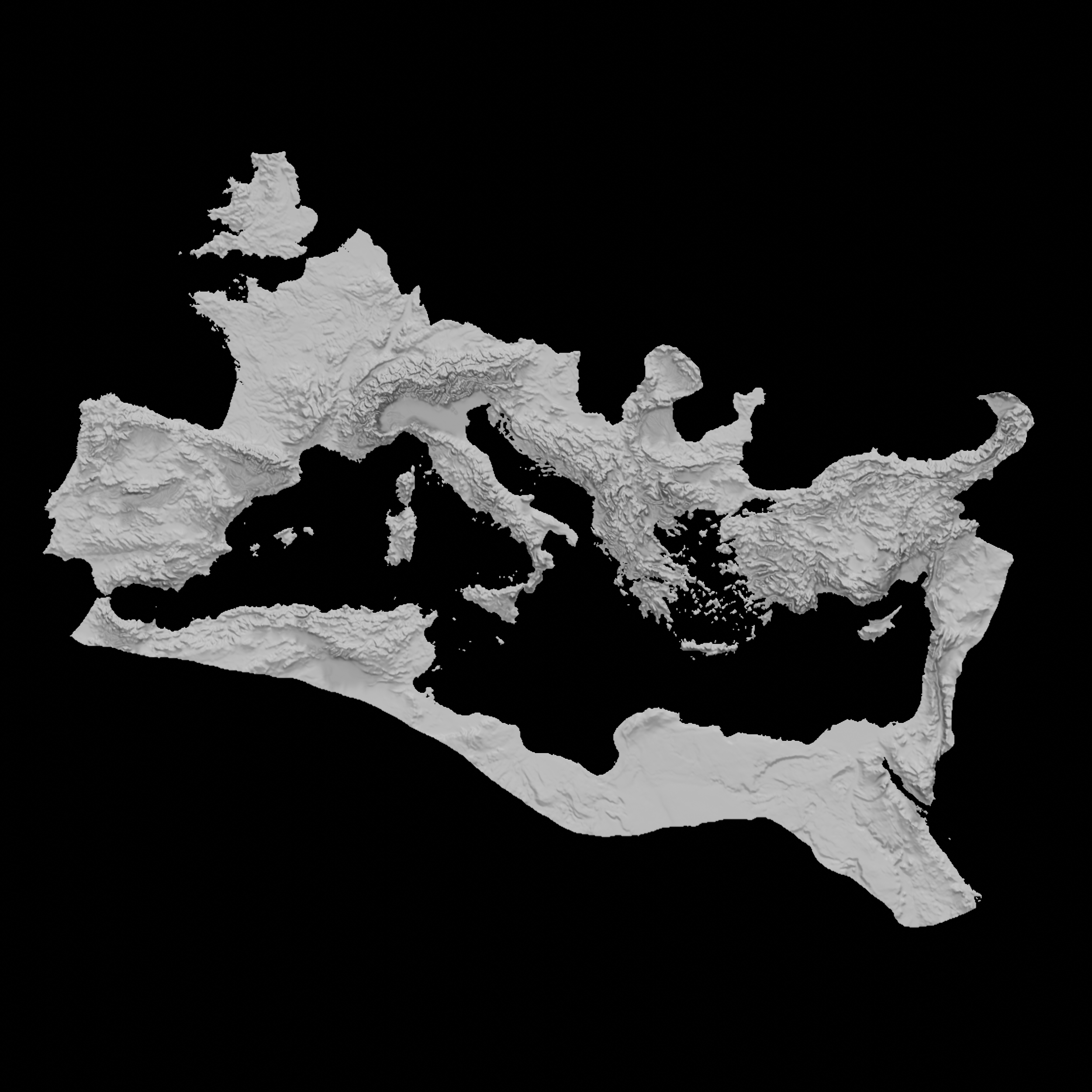 topografik harita of roma imparatorluk 3d arazi mimari topografya rahatlama yükseklik manzara ülke 3D print model - Mito3D