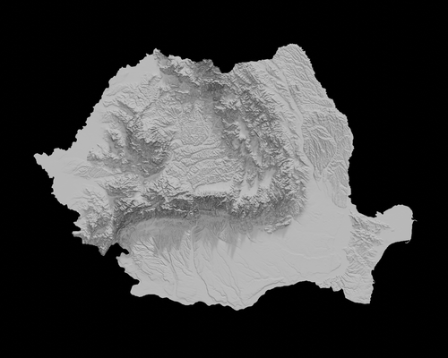 topografik harita of romanya 3d arazi mimari topografya rahatlama yükseklik manzara ülke 3d print model - Mito3D