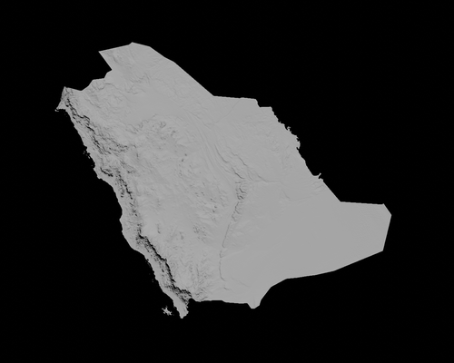 topografico carta geografica of saudita arabia 3d terreno architettura topografia sollievo elevazione altezza paesaggio terrrain nazione 3d print model - Mito3D