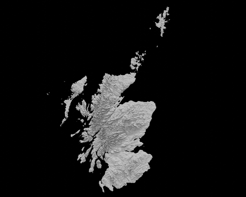 topográfico mapa of escócia 3d terreno arquitetura topografia alívio elevação altura panorama terrrain país 3d print model - Mito3D