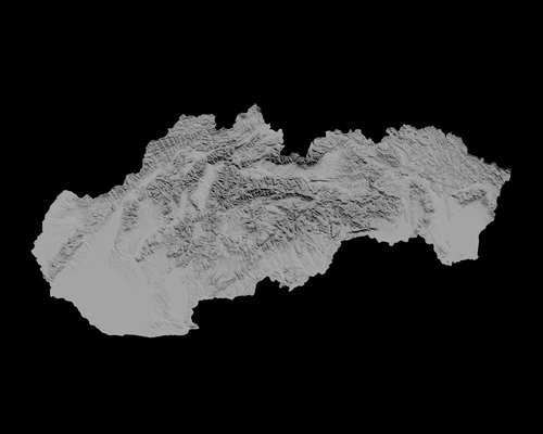 topográfico mapa of eslovaquia 3d terreno arquitectura topografía topografico alivio elevación altura paisaje terrrain país 3d print model - Mito3D