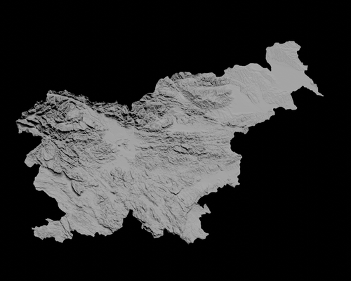 topográfico mapa of eslovenia 3d terreno arquitectura topografía topografico alivio elevación altura paisaje terrrain país 3d print model - Mito3D