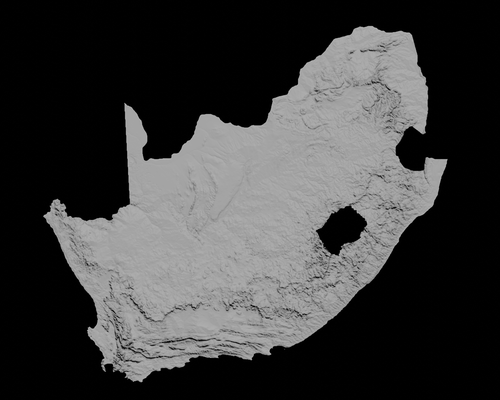 topographic map of south africa 3d terrain architecture topography topographical relief elevation height landscape terrrain country 3d print model - Mito3D