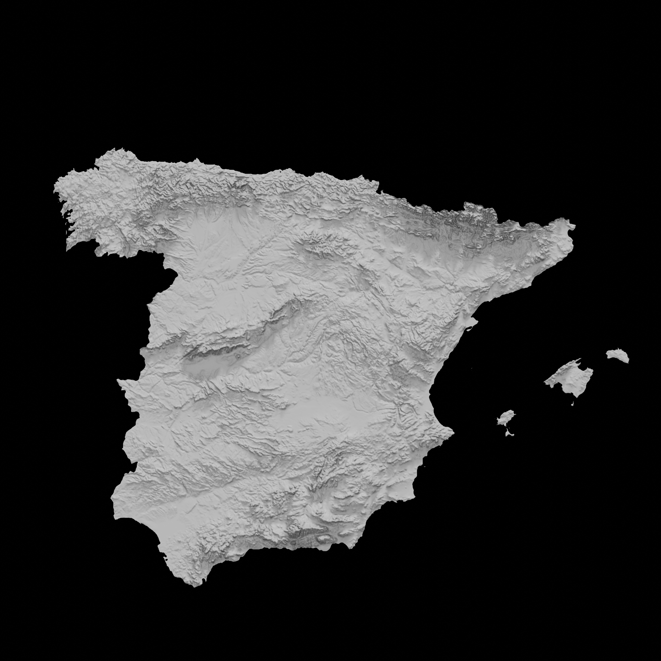 topografisch karte of spanien 3d terrain architektur topographie topographisch linderung elevation höhe landschaft terrrain land 3D print model - Mito3D