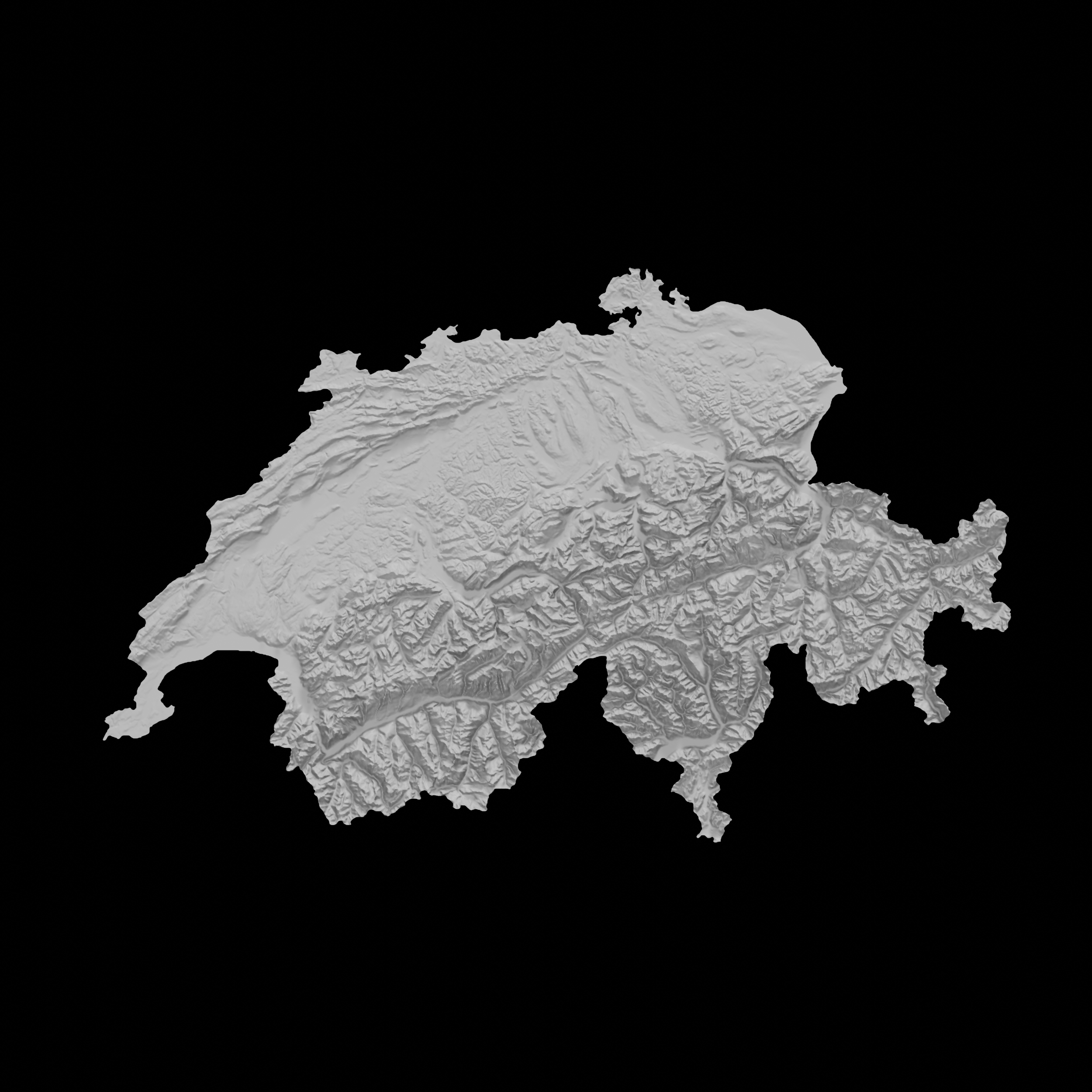 topográfico mapa of suíça 3d terreno arquitetura topografia alívio elevação altura panorama terrrain país 3D print model - Mito3D