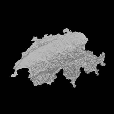 topographic map of switzerland 3d terrain architecture topography topographical relief elevation height landscape terrrain country 3d print model - Mito3D