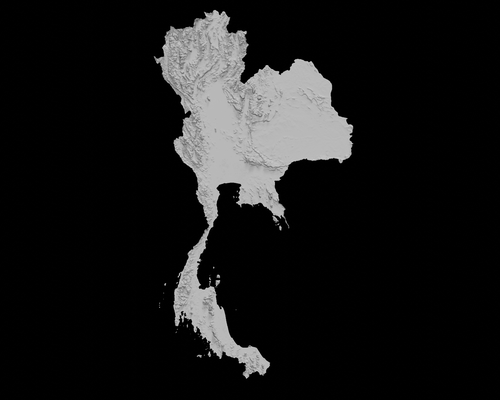 topografik harita of tayland 3d arazi mimari topografya rahatlama yükseklik manzara ülke 3d print model - Mito3D