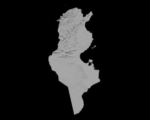 topografisch karte of tunesien 3d terrain architektur topographie topographisch linderung elevation höhe landschaft terrrain land 3d print model - Mito3D