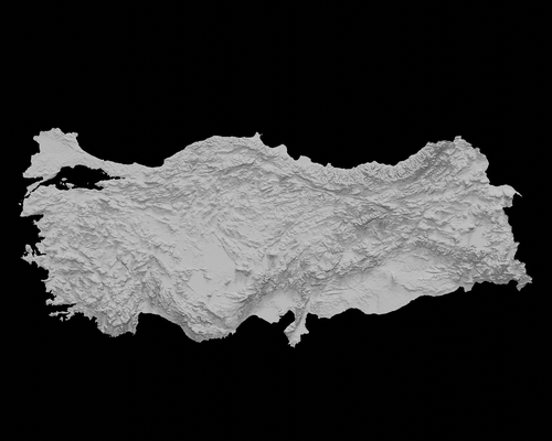 topographic map of turkey 3d terrain architecture topography topographical relief elevation height landscape terrrain country 3d print model - Mito3D