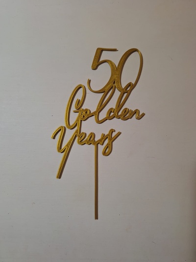topper 50 golden years cake birthday happy baptism wedding 3d print model - Mito3D