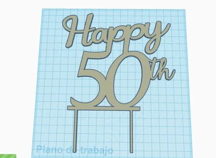 sombrero copa 50 años 50th pastel número año cumpleaños fc 3d print model - Mito3D