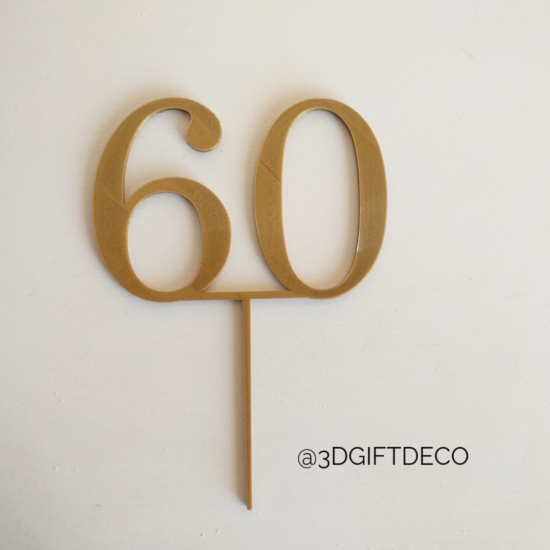 topper 60 caketopper cake bakery happy birthday 3D print model - Mito3D