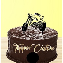 topper de la torta motociclista casa feliz cumpleaños el motorista harley davidson toppers 3d print model - Mito3D