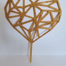 topper corazon poligonal art san valentin cake torta cupcake 3d print model - Mito3D