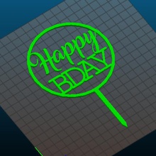 topper happy bday la maison joyeux anniversaire fête gâteau 3d print model - Mito3D