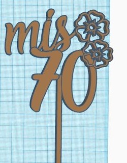 topper mis 70 fleurs my anniversaire décoration heureux souvenir 3d print model - Mito3D