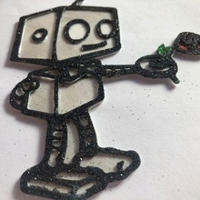 topper robots love art valentine's day cake cupcake 3d print model - Mito3D