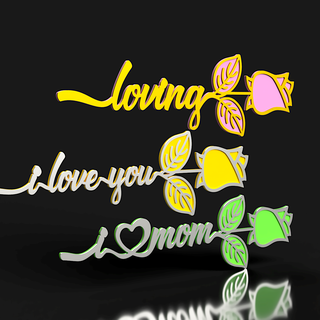 toppers Aşk anne annenin gün mutlu buketler Çiçekler süs 3d print model - Mito3D