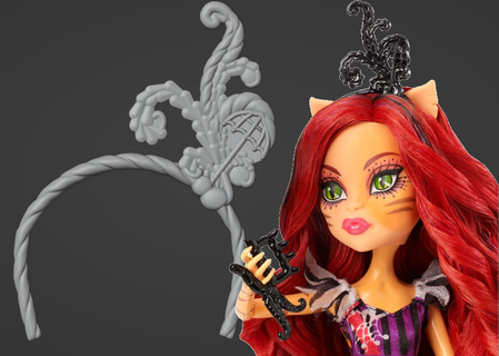 toralei listra aberração du chique arco cabelo substituição monstro Alto boneca personalizadas acessório menino gato circo 3d print model - Mito3D