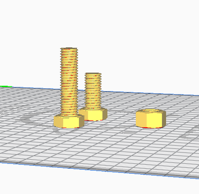 tornillo tuercam12x45 12x25 tornillos tornilleria tuercas 3d print model - Mito3D